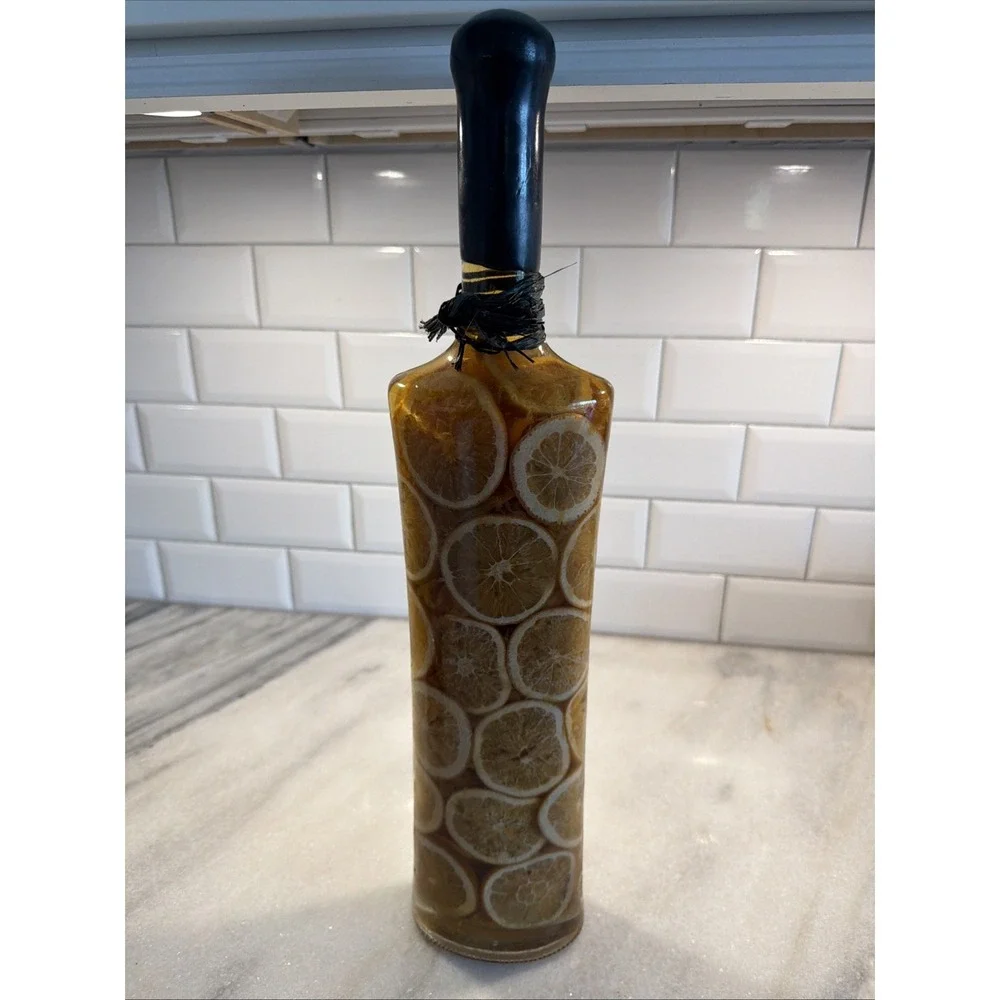 Vintage‎ 19in Large Decorative Glass Food Bottle Lemons Heavy